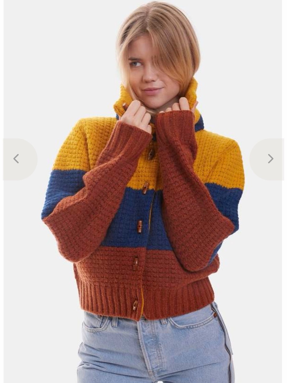 RE/DONE 70s Sweater Jacket Color Block Wool Cardigan NWT Small